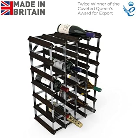 RTA Freestanding Wine Rack - 30 Bottles Black Ash Pine UK Made