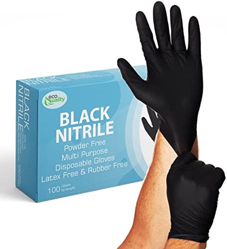 EcoQuality Disposable Black Nitrile Gloves - 4 Mil 500 Count