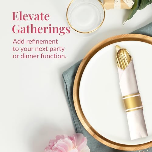 Prestee 50 Pre-Rolled Gold Silverware Set - 200 Piece 1