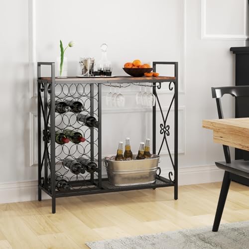 Giantex 21-Bottle Freestanding Wine Rack with Glass Holder