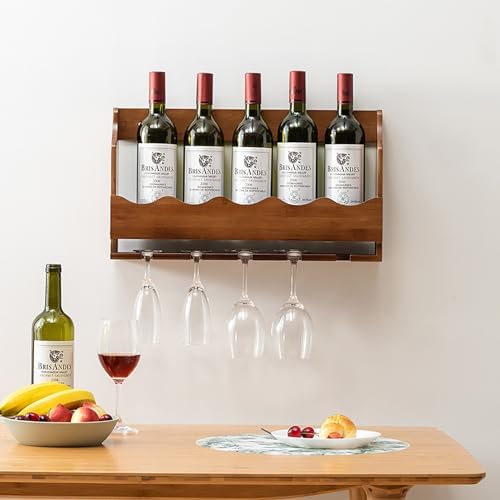 Free Standing Brass Wood Wine Rack Organizer