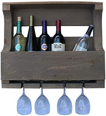 American WineKraft Rustic Wood Wall Wine Rack 6 Bottle Storage Display Stand