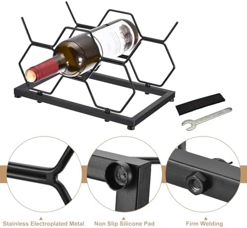 Uxcell Freestanding Wine Rack for 5 Bottles Black