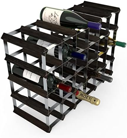 RTA Freestanding Wine Rack - 30 Bottles Black Ash Pine UK Made
