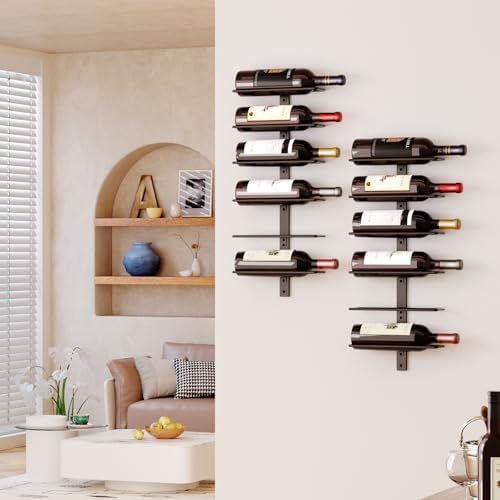 B4Life Wall Mounted 12 Bottle Wine Rack Black