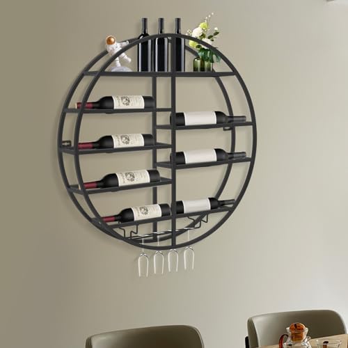 FOGGBET 4 Tier Metal Wine Rack with Glass Track