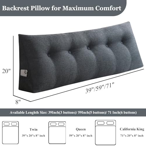 VClife Wedge Headboard Pillow Dark Grey