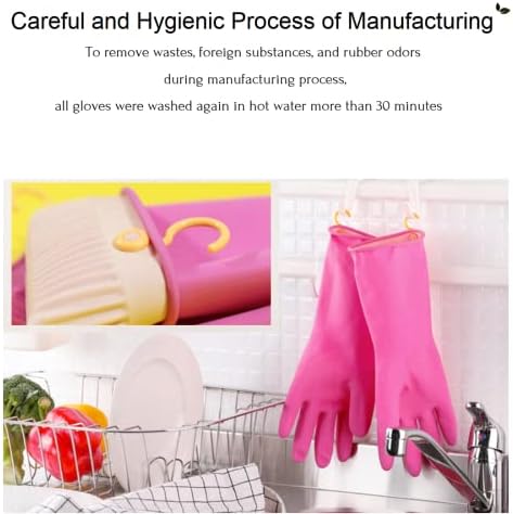 Myungjin Reusable Waterproof Cleaning Gloves with Hang-Dry Hook