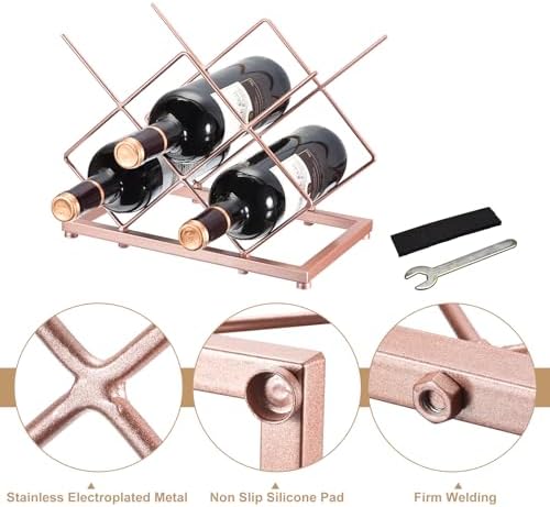 Uxcell Rose Gold Freestanding Wine Rack for 5 Bottles 1