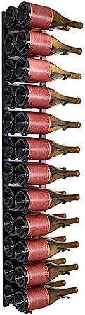 Premium Matte Black Wall Mounted Wine Rack - 24 Bottles