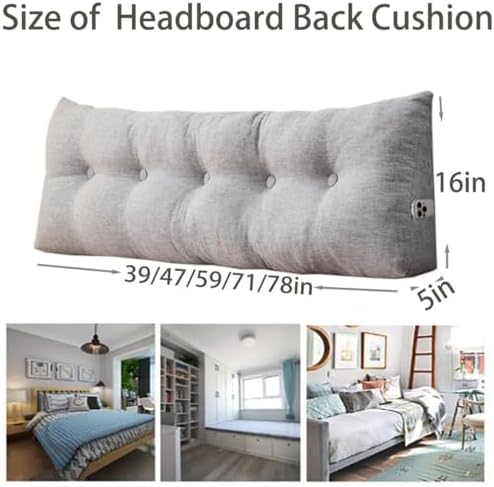 TESICA Headboard Pillow Grey 59x16x5in