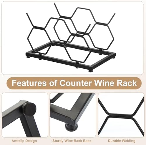 Uxcell 5 Bottle Tabletop Wine Rack Black