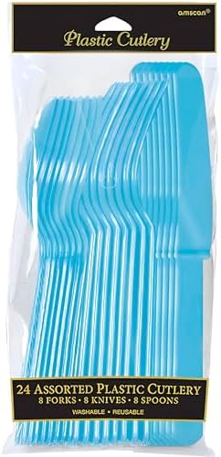 Caribbean Colored Plastic Cutlery Set - 24 Pieces
