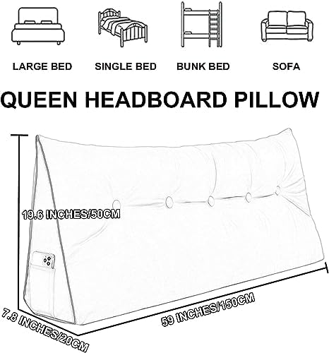COZMAX Queen Headboard Pillow with Back Support