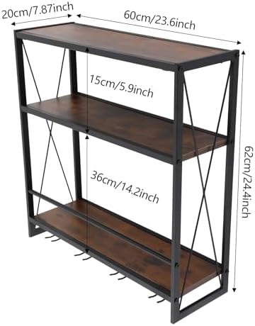 Gdrasuya10 Wall Mounted Wine Rack with 3-Tier Glass Holder