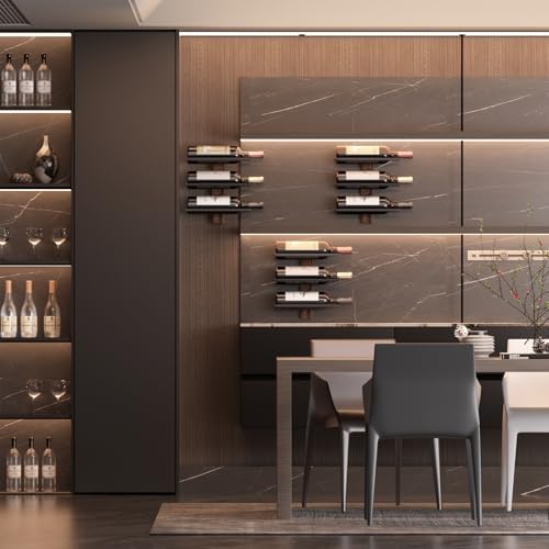 B4Life Wall Mounted Wine Rack for 3 Bottles - Wood and Iron Holder