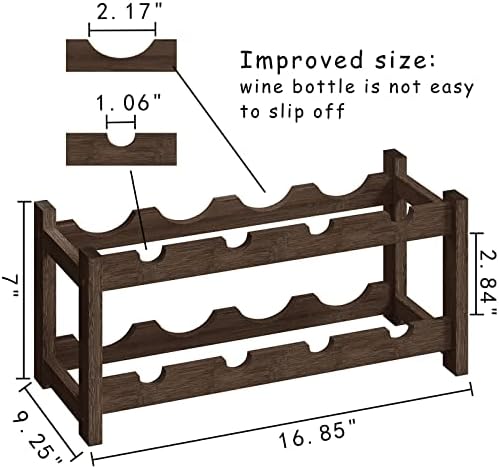 BAMEOS Free Standing 8 Bottle Bamboo Wine Rack 2 Tier