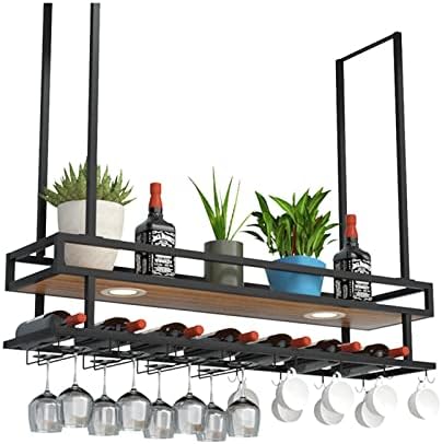 Ceiling Wine Rack with Glass Holder and Flower Stand