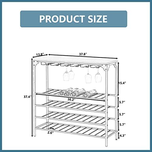 TMEOSK 5-Tier Freestanding Wine Rack with Glass Shelves