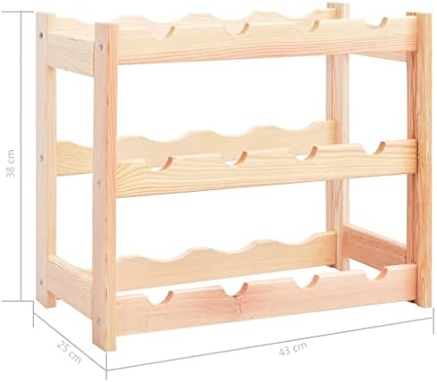 vidaXL Pinewood Wine Rack - 12 Bottle Storage