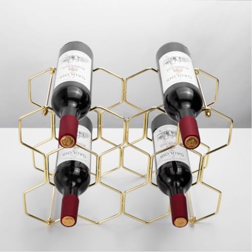 Tabletop Wine Rack for 14 Bottles Golden Metal Design