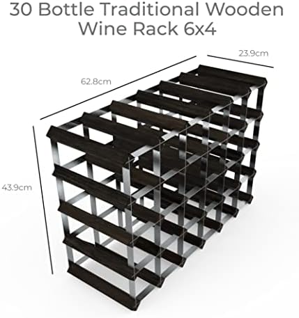 RTA Freestanding Wine Rack - 30 Bottles Black Ash Pine UK Made