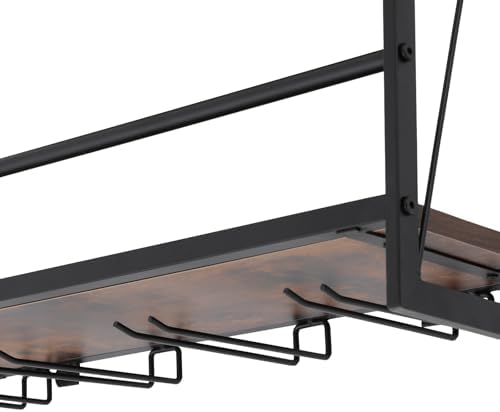 Gdrasuya10 Wall Mounted Wine Rack with 3-Tier Glass Holder