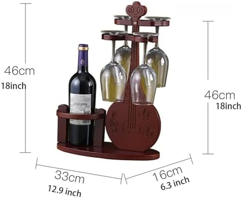 OXOAMP Freestanding Wine Rack with Glass Holder Wooden Storage Stand