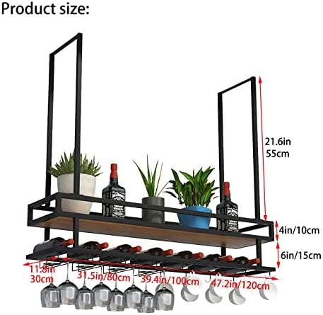 ZJDYDY 2 Tier Wall-Mounted Wine Rack with Glass Holder and Guard Rail