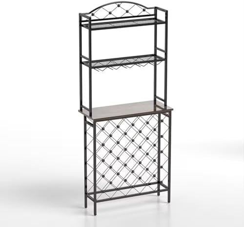 20-Bottle Floor Wine Rack with Glass Holder and Shelves