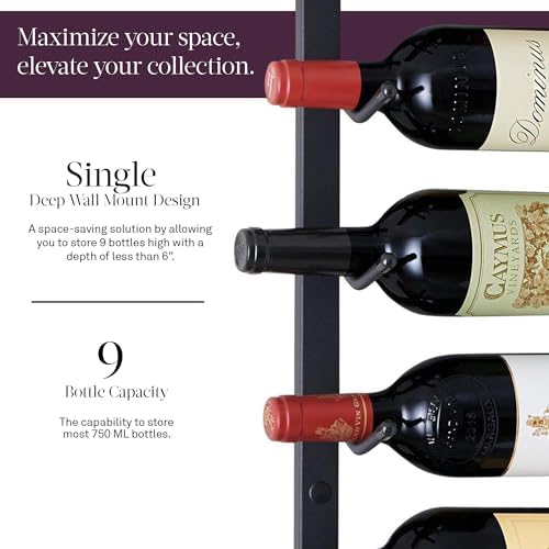 Wine Enthusiast NFINITY 9 Bottle Wall Mounted Wine Rack Black