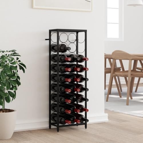 vidaXL 27-Bottle Wine Rack Black Wrought Iron