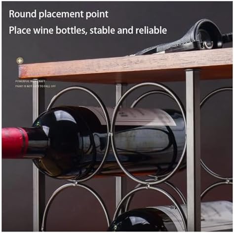 Freestanding Wine Rack Holds 6 Bottles Rustic Kitchen Counter Display