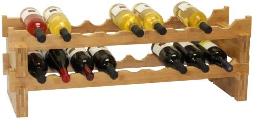 Oceanstar 18-Bottle Stackable Bamboo Wine Rack 1