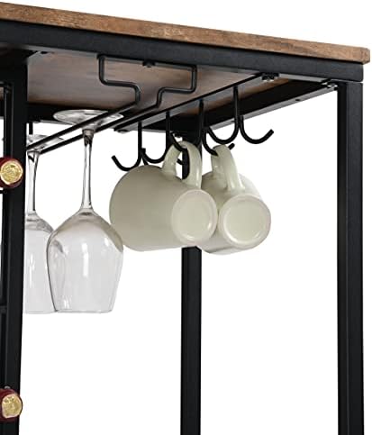 3-Tier FreeStanding Wine Rack Table with Stemware Holders Black