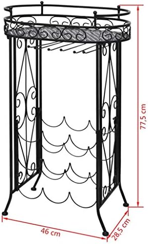 Freestanding Wine Rack with 9 Bottle Holder and Glass Hooks