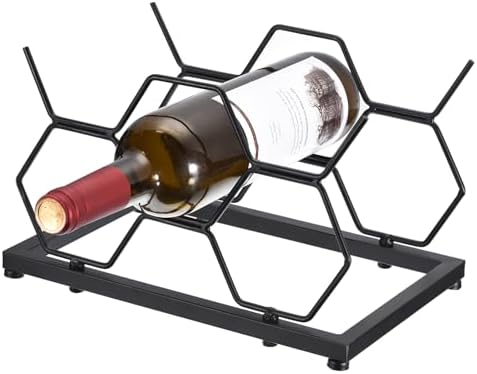 Uxcell Freestanding Wine Rack for 5 Bottles Black