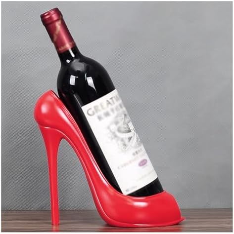 Red Freestanding Wine Rack with High Heel Design