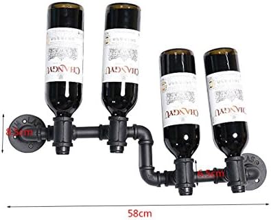 LUNEZY Wall Mounted Wine Rack Industrial Rustic Design Holds 4 Bottles