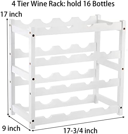TOPZEA 4 Tier Freestanding Wine Rack for 16 Bottles