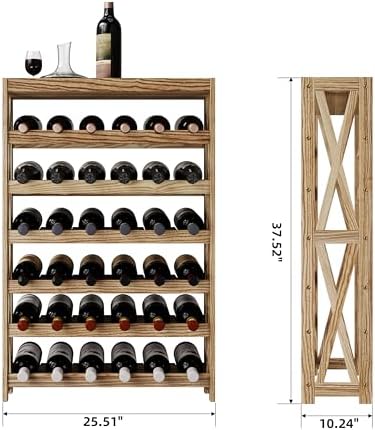 Svimi 6 Tier Solid Wood Wine Rack - 36 Bottles Storage