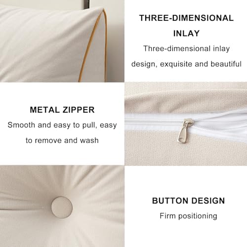 Soft Triangular Headboard Pillow with Side Pockets and Removable Cover