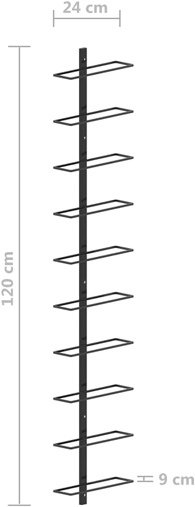 THOYTOUI 10-Bottle Wall-Mounted Wine Rack Black Metal