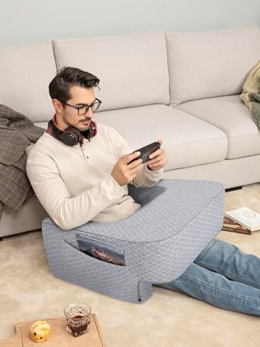 Comfyt Reading Pillow with Large Lap Desk and Pocket Arm Rest