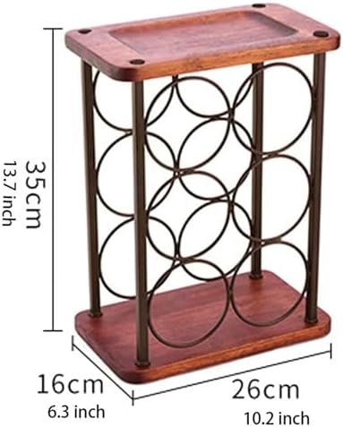Freestanding Wine Rack Holds 6 Bottles Rustic Kitchen Counter Display