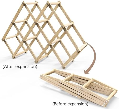 6 Bottle Wood Wine Rack Foldable Stackable