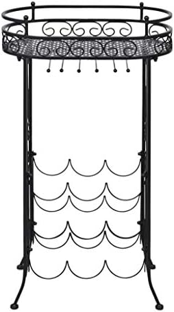 CHARMMA 9-Bottle Floor Wine Rack with Glass Holder
