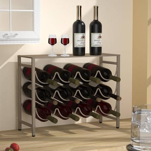 JINGWAYS 12 Bottle Waved Wine Rack with Steel Tray