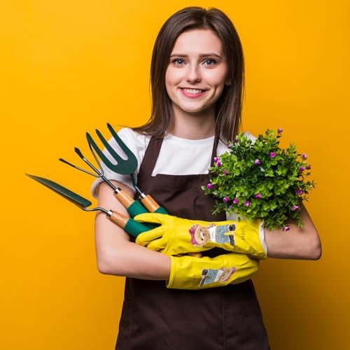 Royipai 4 Pairs Waterproof Kitchen Cleaning Gloves with Cute Patterns