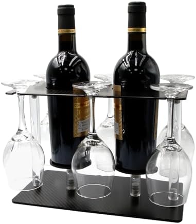 Haflyer Carbon Fiber Wine Rack 2 Bottles 6 Glasses